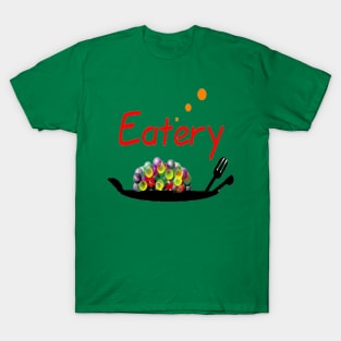 New Eatery logo 2 on Green T-Shirt